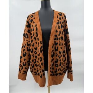 Women's Sweater leopard‎ cozy long button cardigan  Size Small
